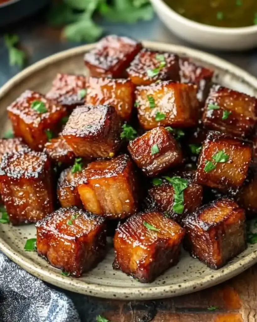 Maple Mustard Pork Belly Bites