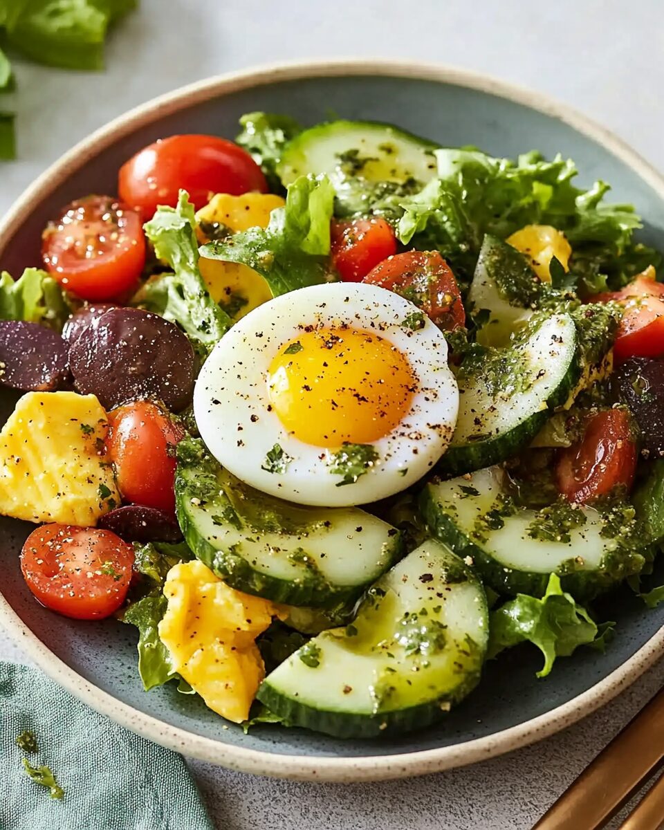 Breakfast Salad with Egg & Salsa Verde Vinaigrette