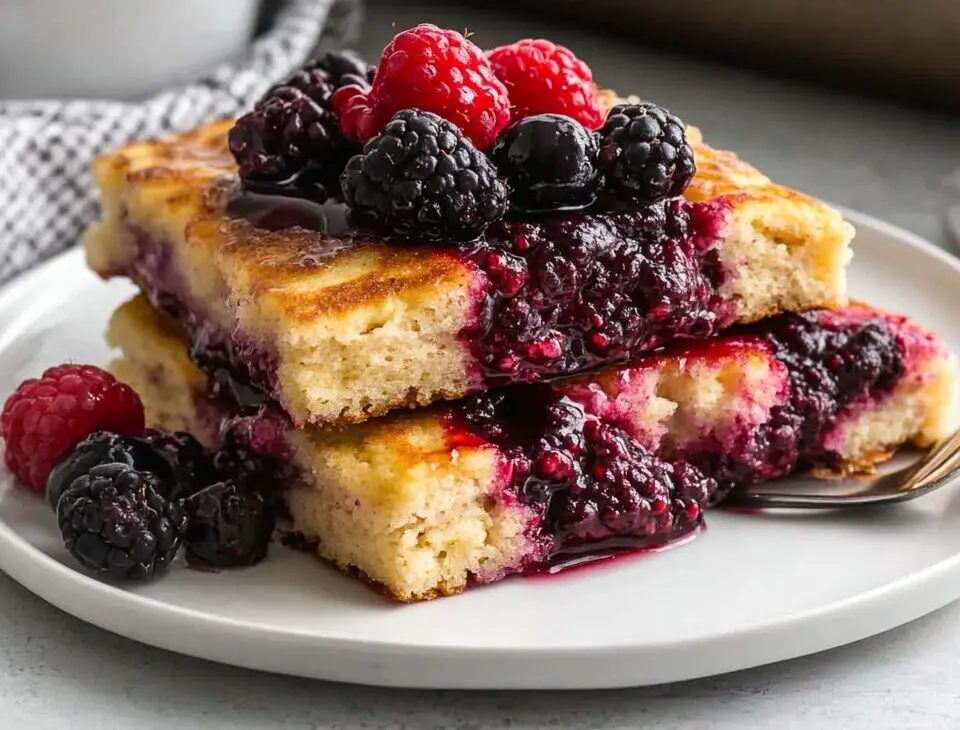 Sheet Pan Pancakes with a Berry Compote