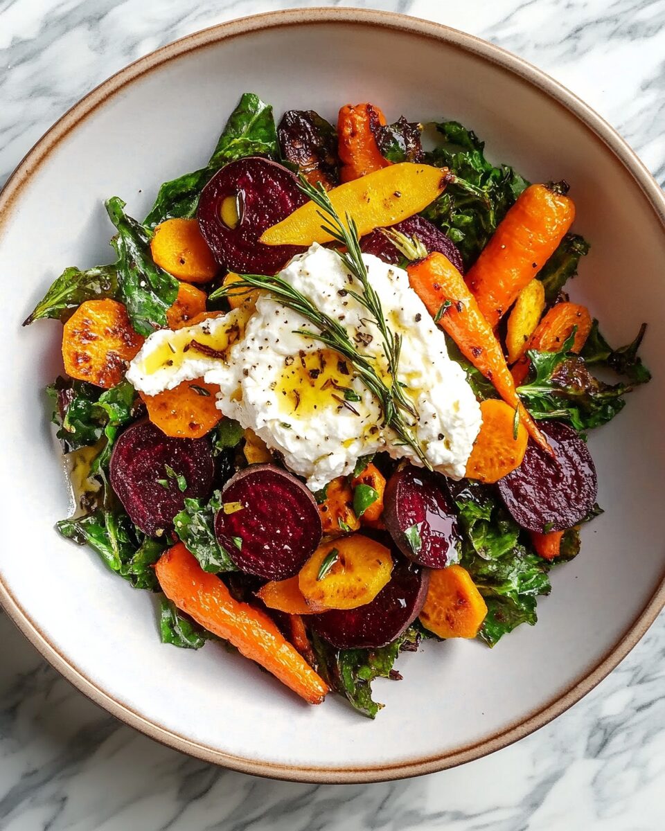 Roasted Beets and Carrots Salad with Burrata