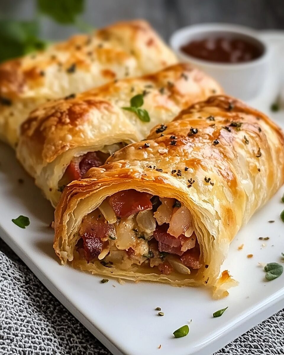 Bacon and Onion Flaky Pastry Rolls