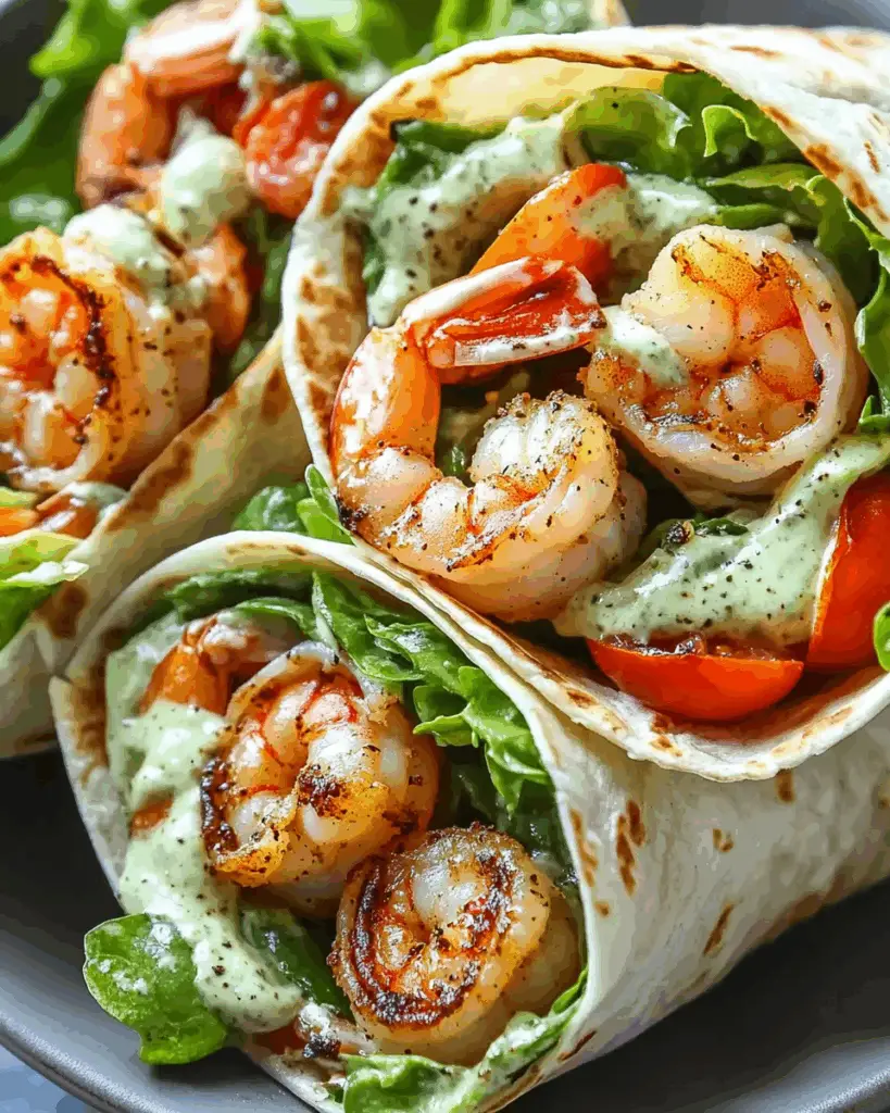 Caesar Salad Shrimp Wraps