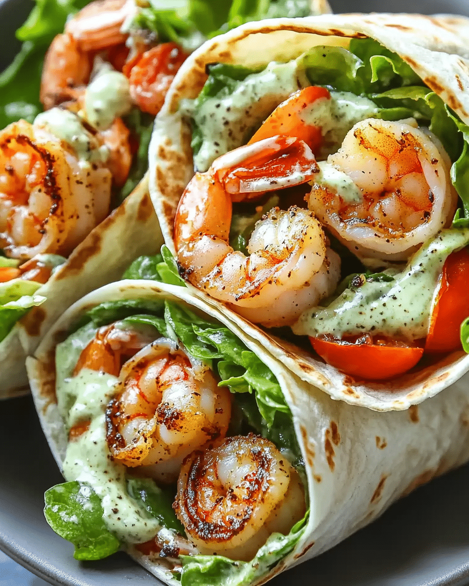 Caesar Salad Shrimp Wraps