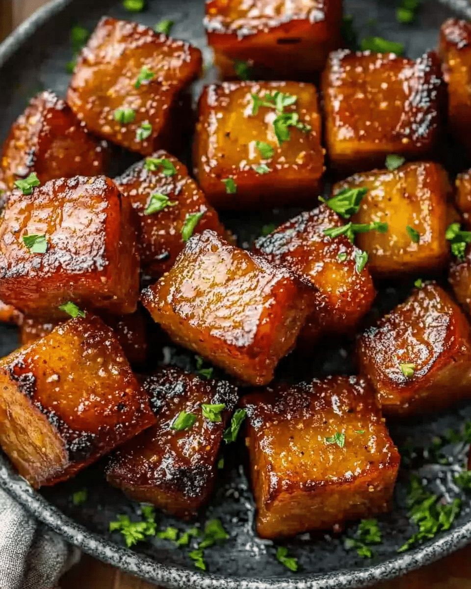 Maple Mustard Pork Belly Bites