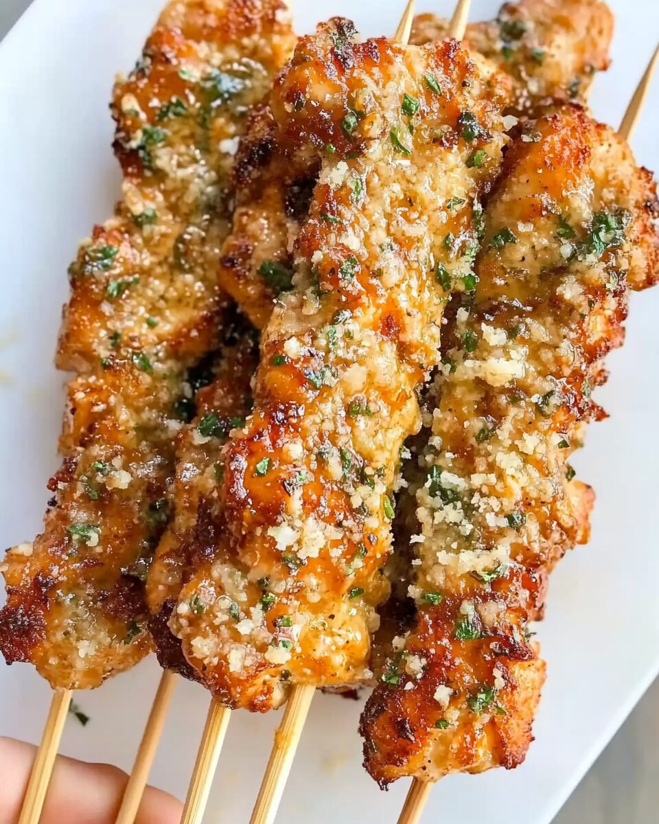 Ranch Garlic Parmesan Chicken Skewers
