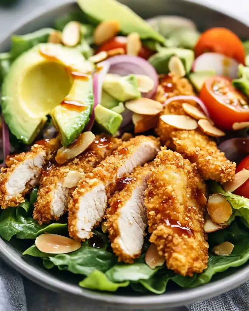Crispy Chicken Salad with Sriracha Honey BBQ Dressing