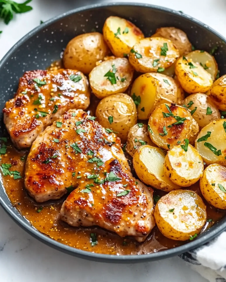 Honey Mustard Pork Chops and Potatoes