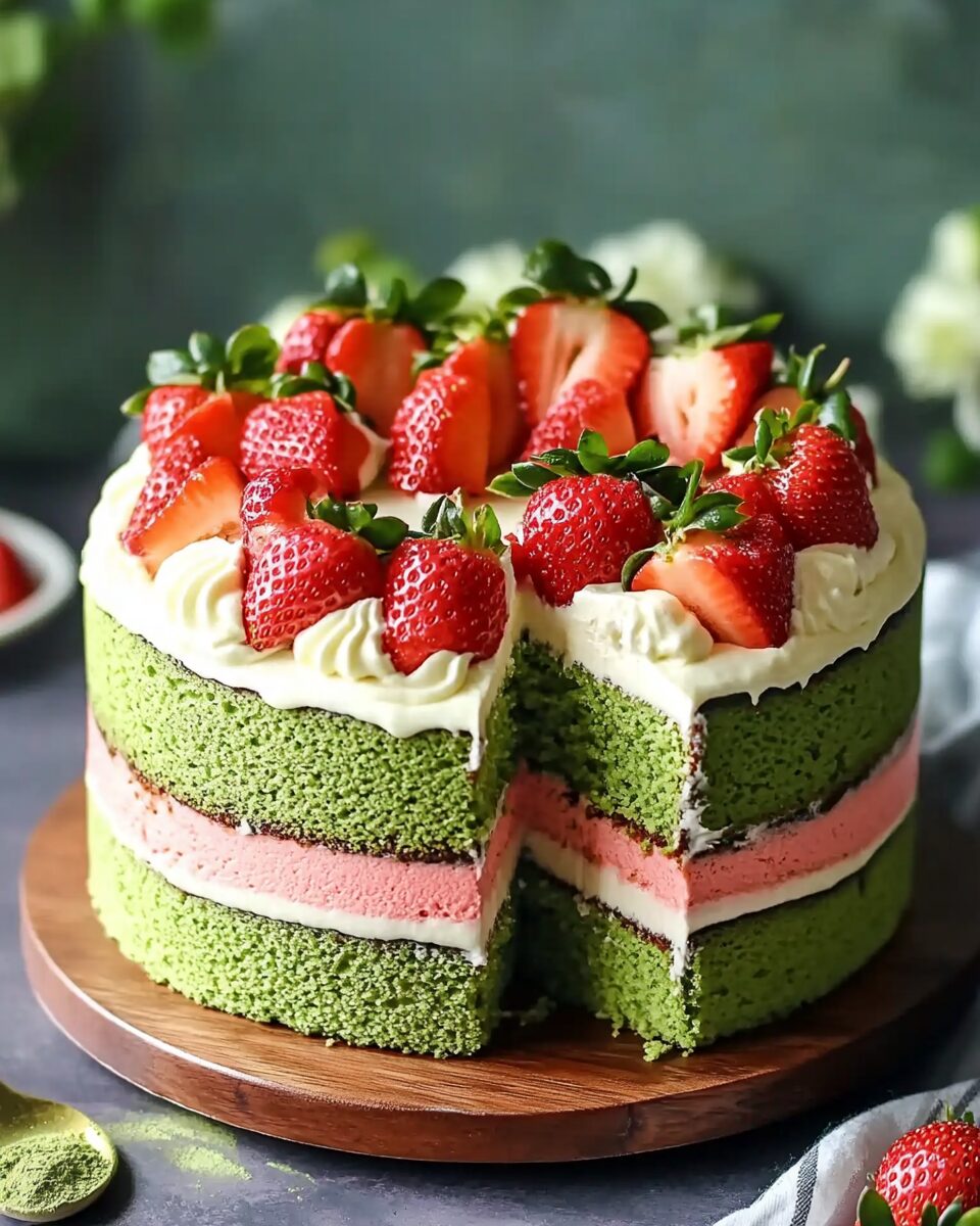 Matcha Strawberry Cake