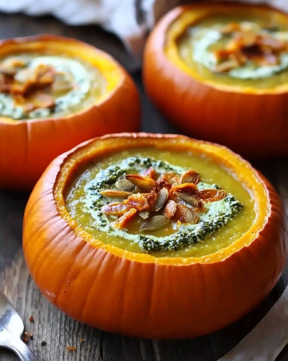 Roasted Garlic Sage Pesto Pumpkin Soup