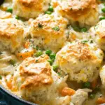 Chicken Pot Pie Casserole with Cheddar Biscuit Topping
