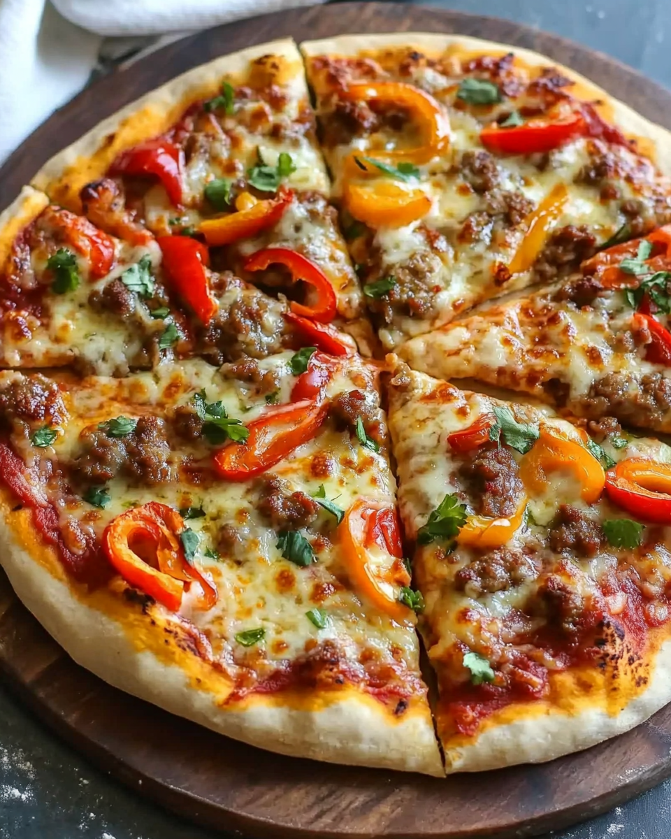 Spicy Sausage and Pepper Pizza