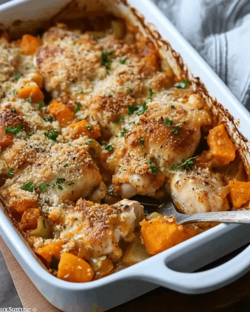 Chicken, Leek, and Butternut Squash Bake