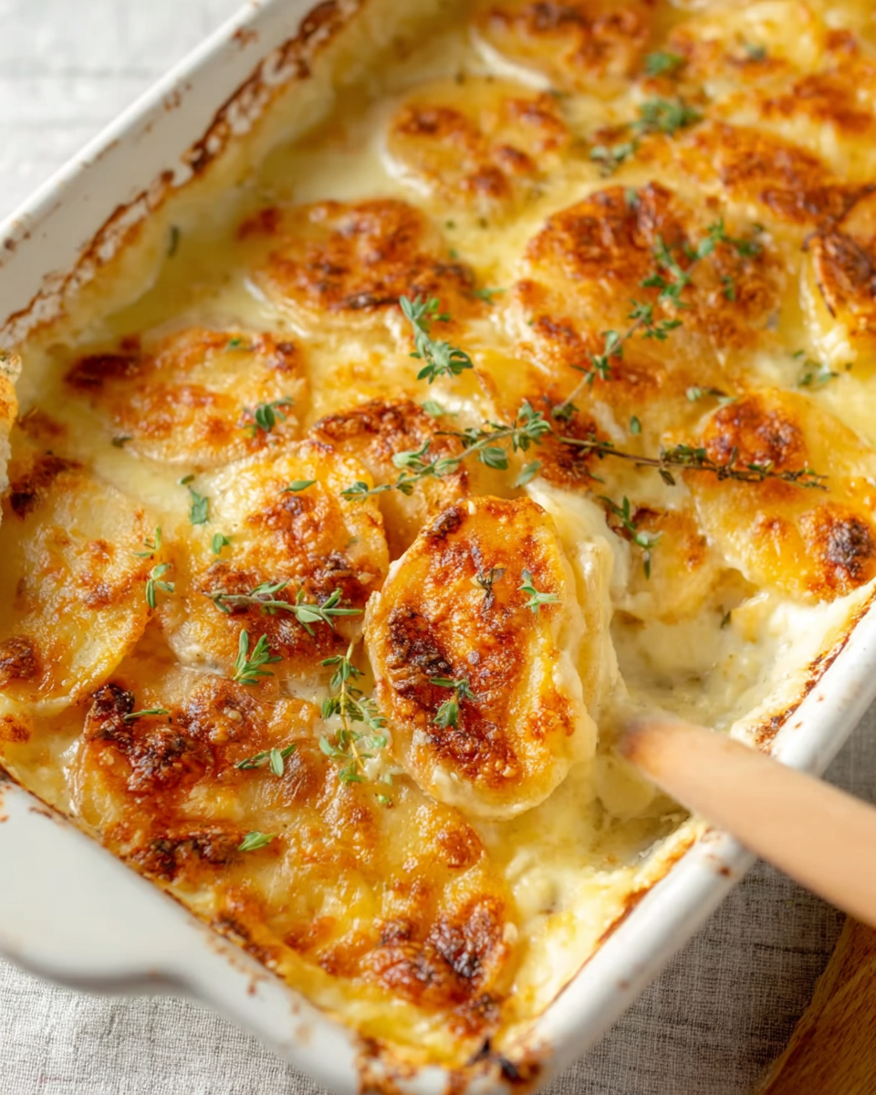 Roasted Garlic Potatoes au Gratin