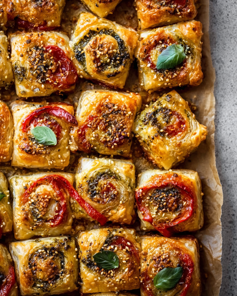 Puff Pastry Pesto Pizza Bites