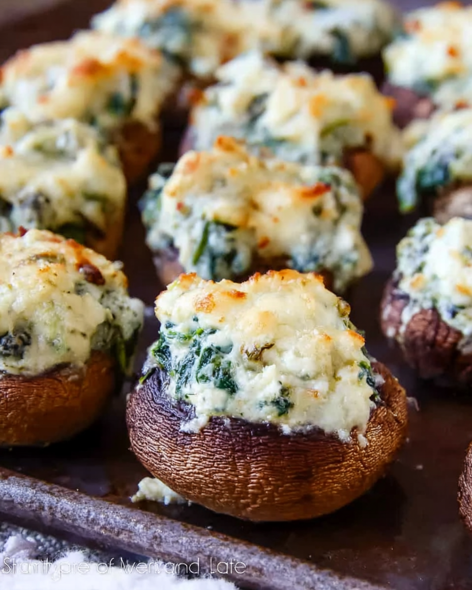 Spinach Dip Stuffed Mushrooms