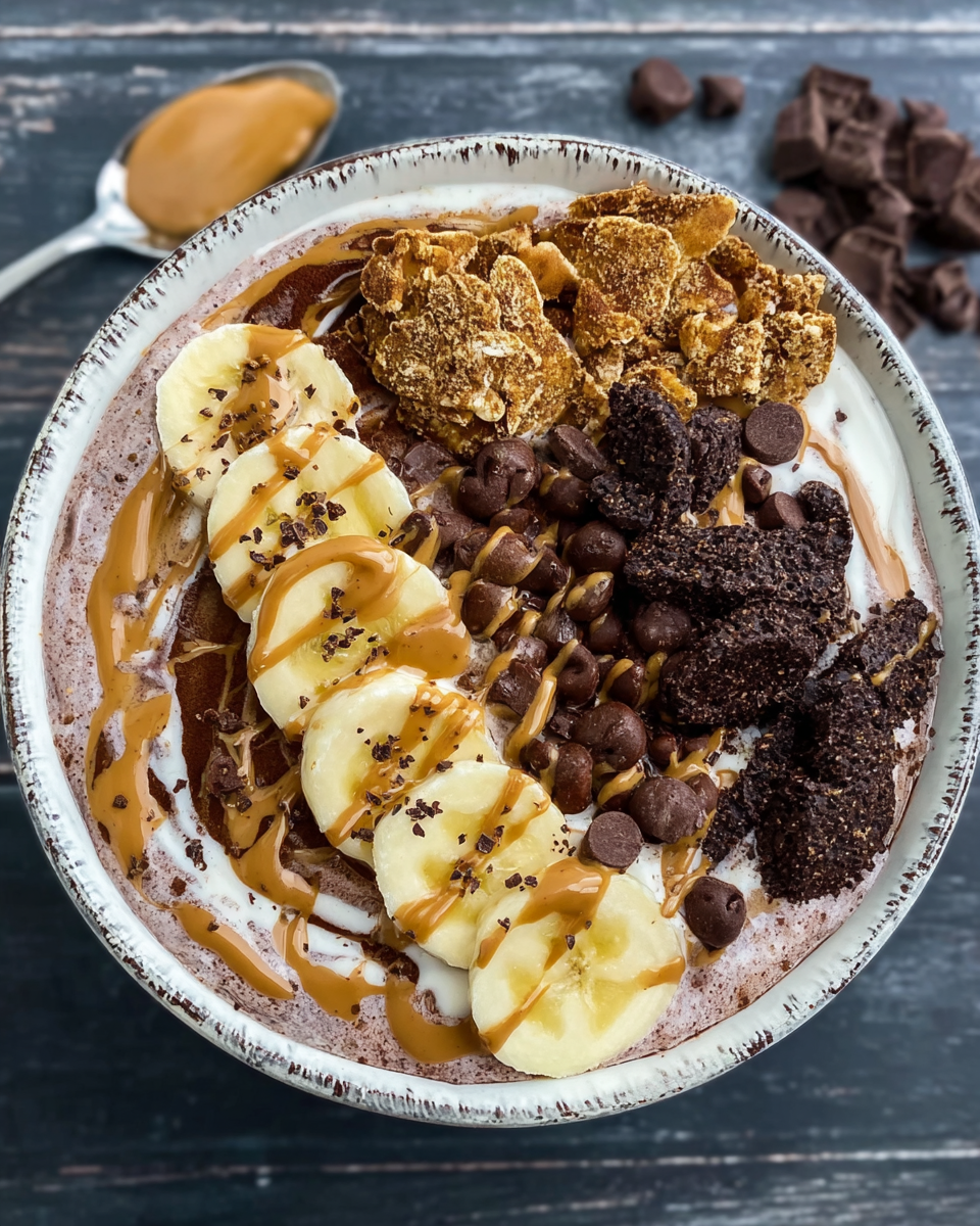 Chocolate Peanut Butter Banana Yogurt Bowl