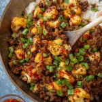 Crispy Chili Ground Beef and Cauliflower Skillet