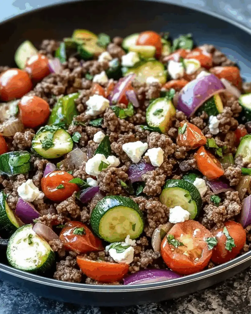 Mediterranean Ground Beef Stir Fry