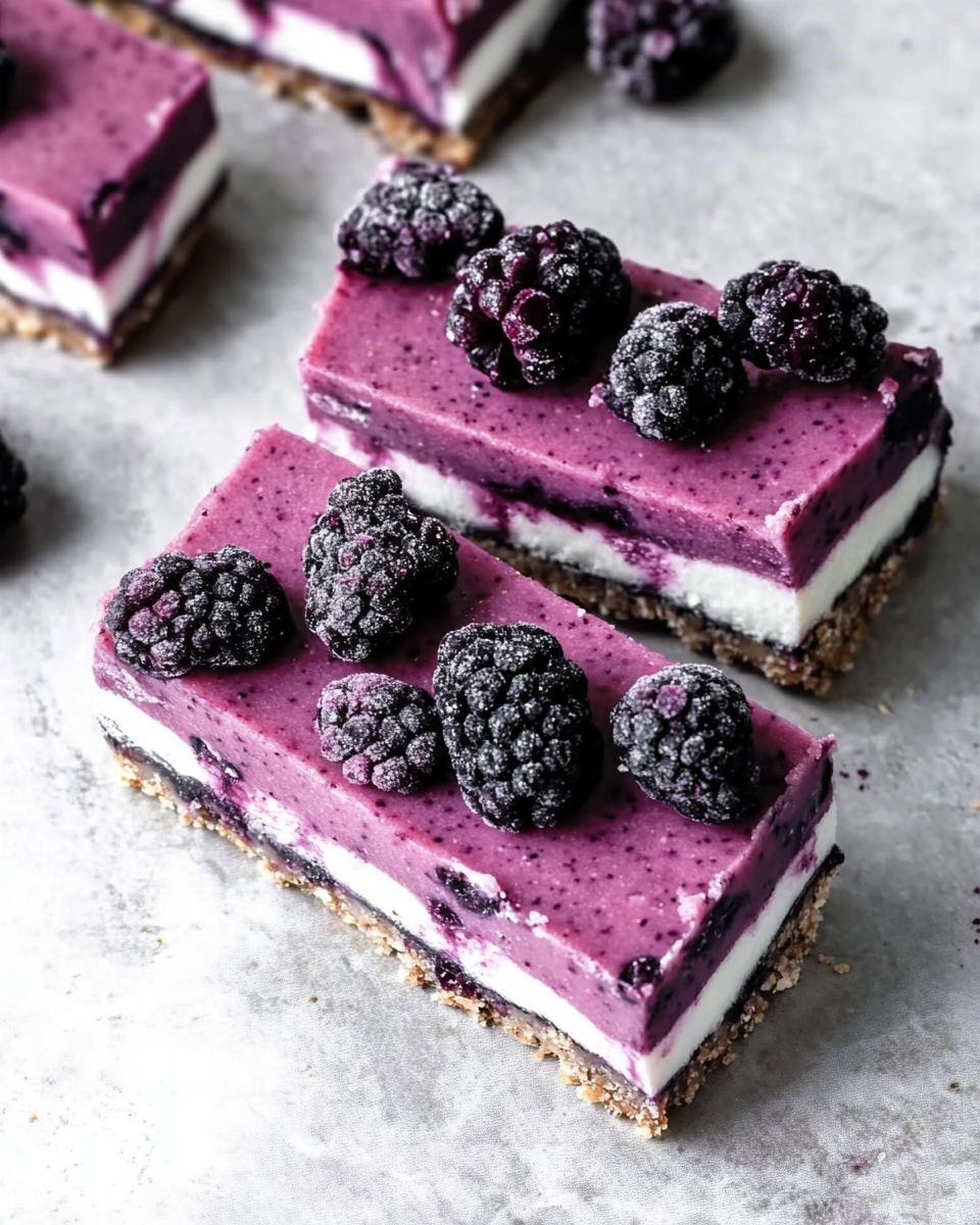 Raw Blackberry Coconut Cashew Slice