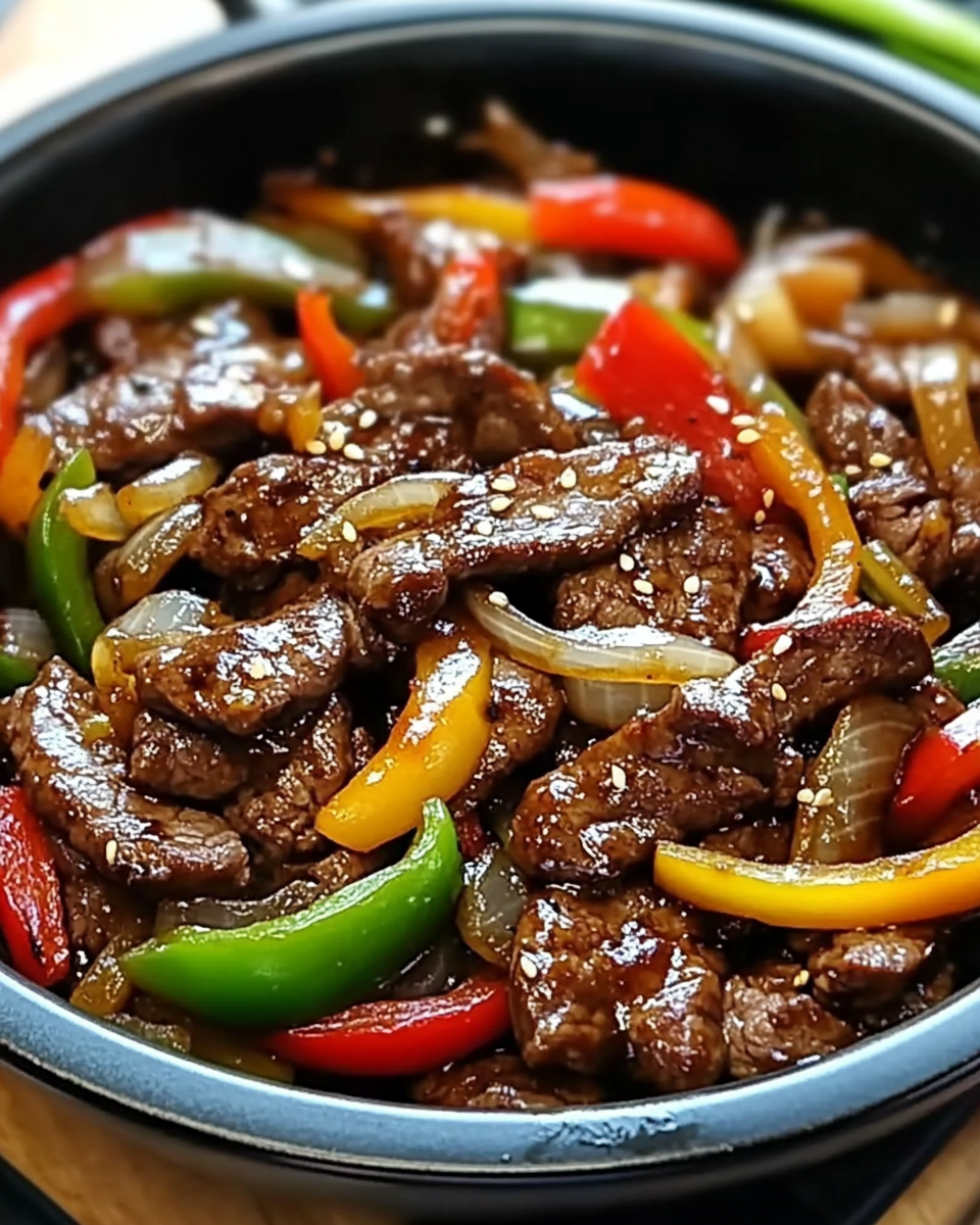 Sizzling Chinese Pepper Steak with Onions