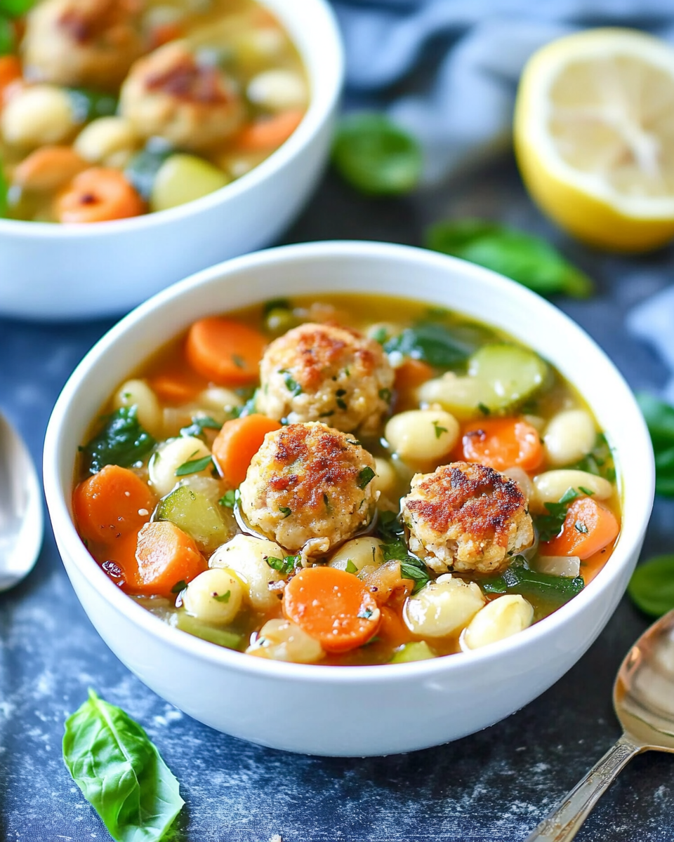 Summer Minestrone with Turkey Meatballs