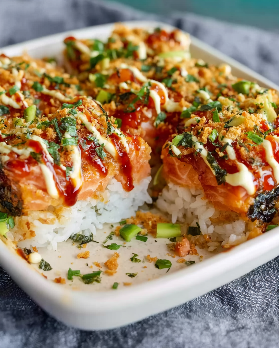 Teriyaki Salmon Sushi Bake