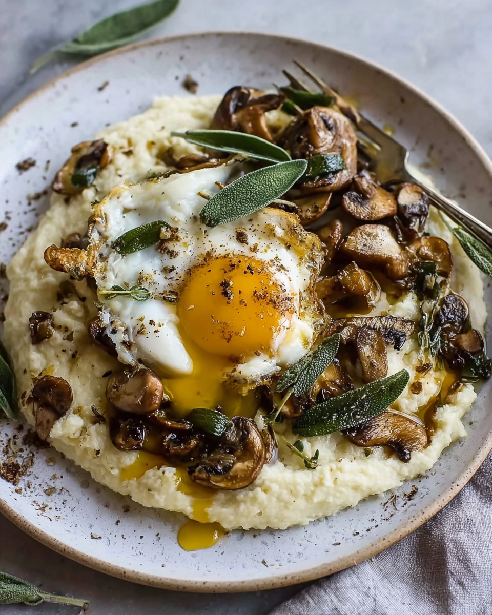 Truffled Cauliflower Puree with Mushrooms and Sage Butter