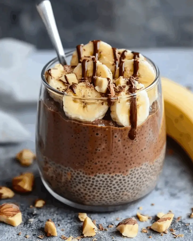 Chocolate, Banana, and Hazelnut Chia Pudding