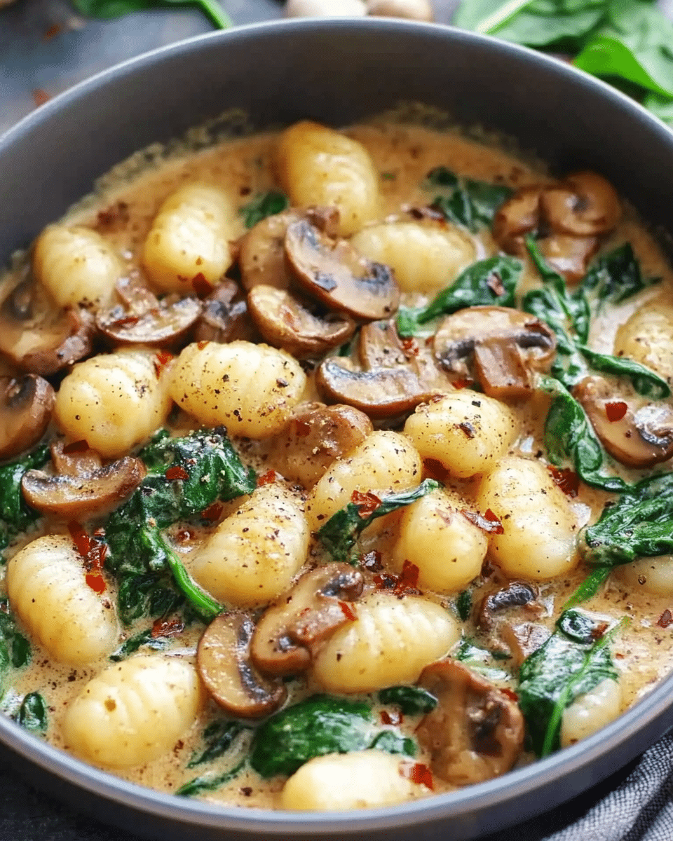 Creamy Spinach and Mushroom Gnocchi