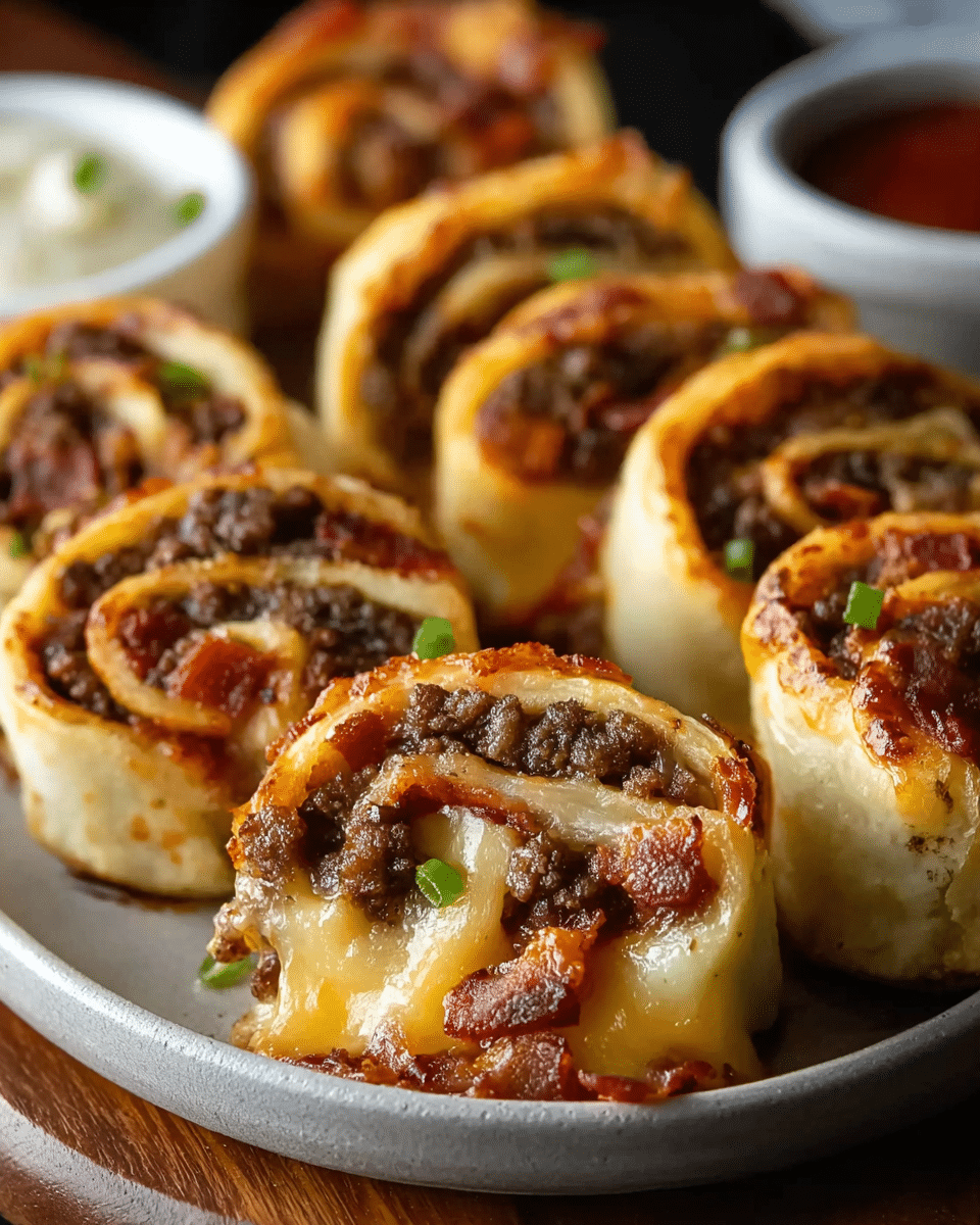 Garlic Butter Bacon Cheeseburger Rollups