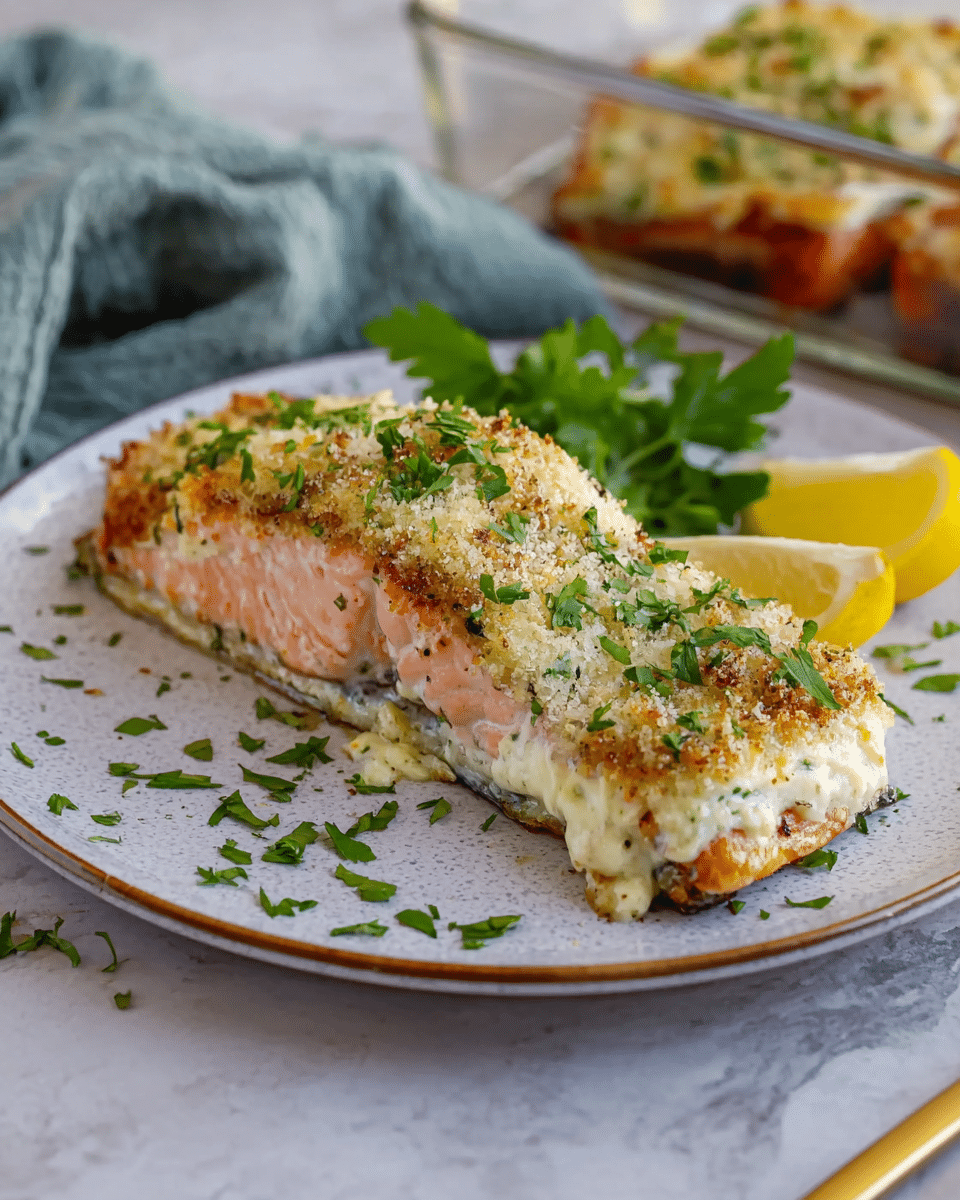 Baked Salmon with Mayo and Cheese