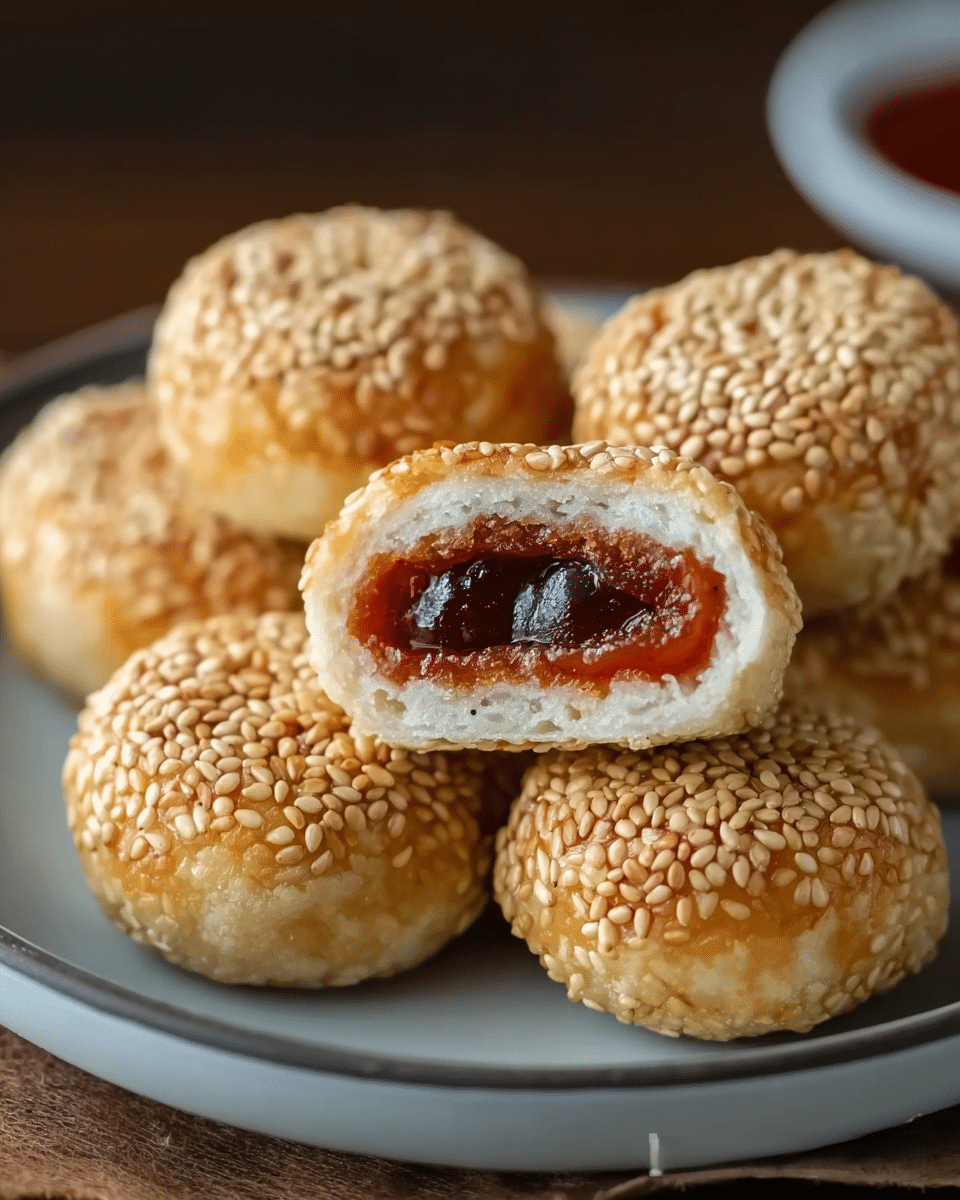 Fried Sesame Seed Cakes with Sweet Filling
