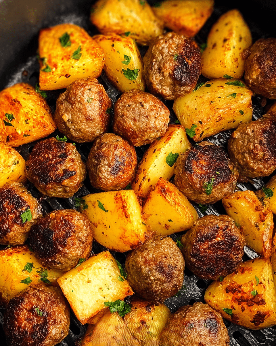 Meatballs and Potatoes in the Air Fryer