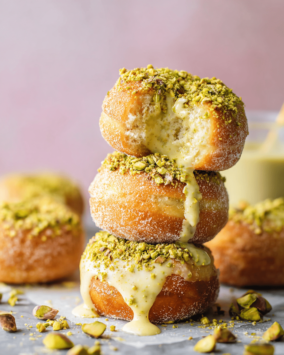 Vegan Donuts Filled with Pistachio Pastry Cream