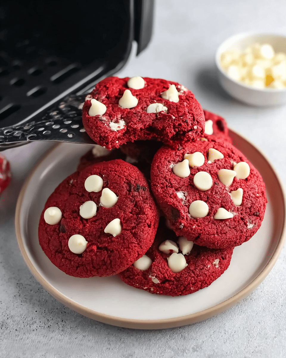 Air Fryer Red Velvet Cookies from a Cake Mix