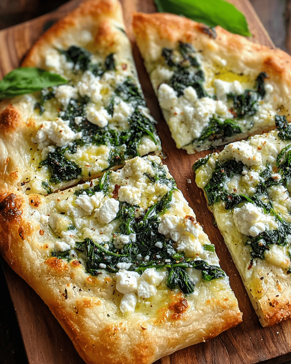 Greek Roasted Garlic Spinach White Pizza