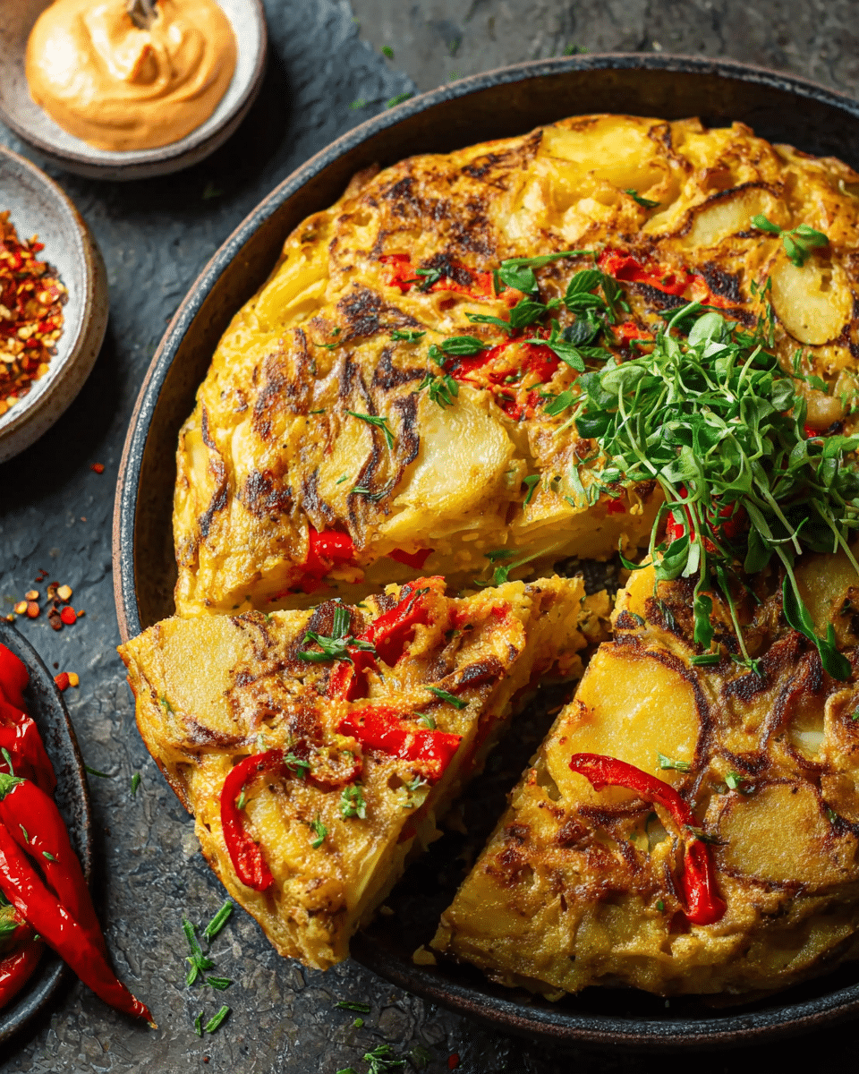 Red Pepper Tortilla with Chilli Pesto Aioli