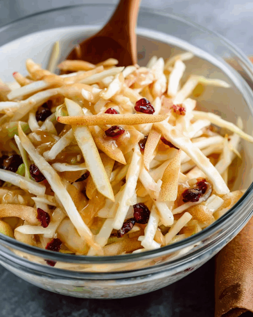 Apple Pear Slaw with Caramel Cider Vinaigrette