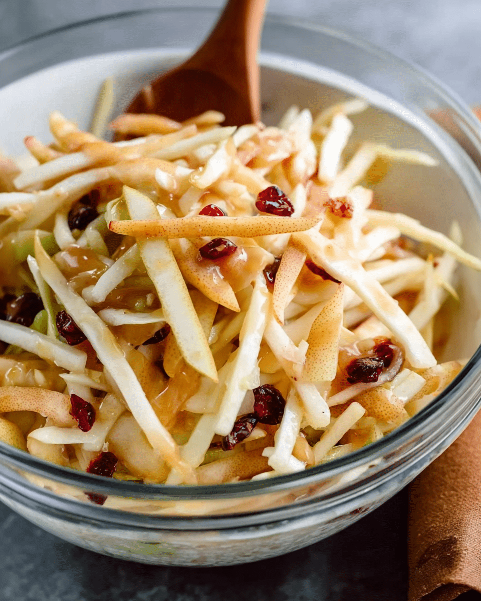 Apple Pear Slaw with Caramel Cider Vinaigrette