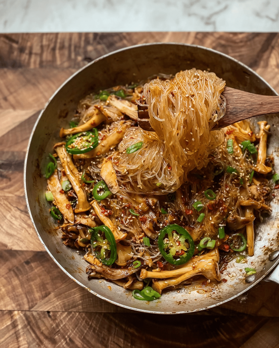 Fire Garlic Enoki Mushrooms with Vermicelli Noodles