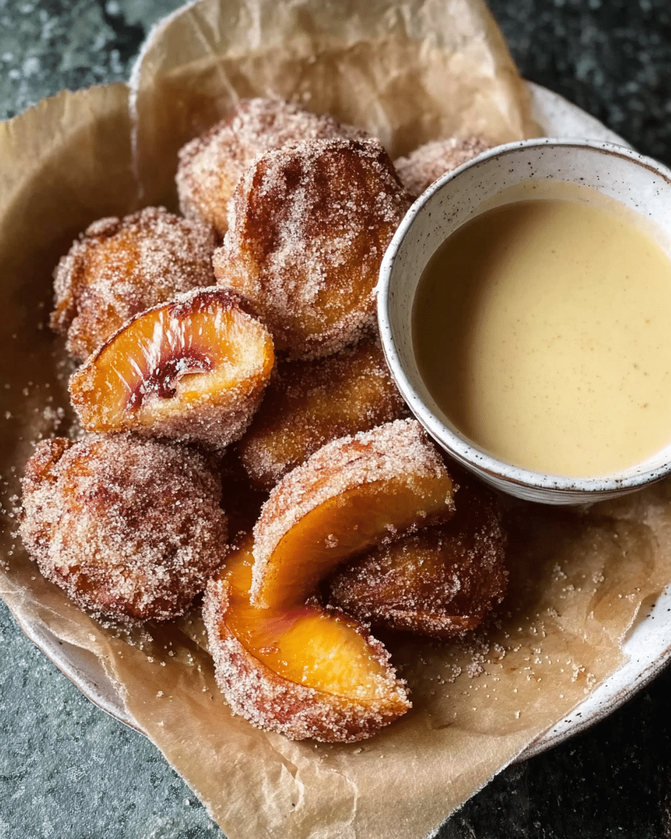 Sourdough Fried Peaches with Crème Anglaise