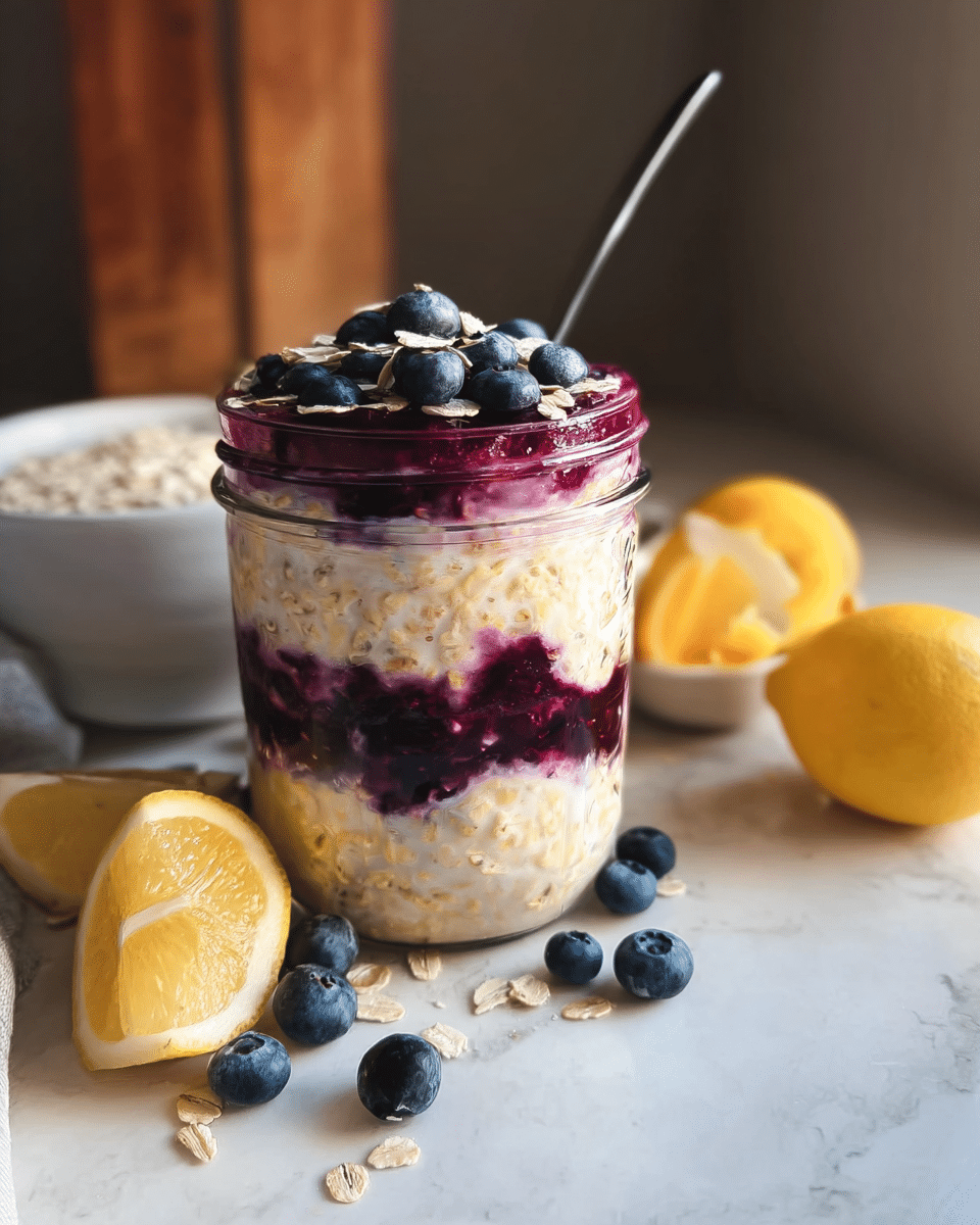 High-Protein Lemon Blueberry Overnight Oats