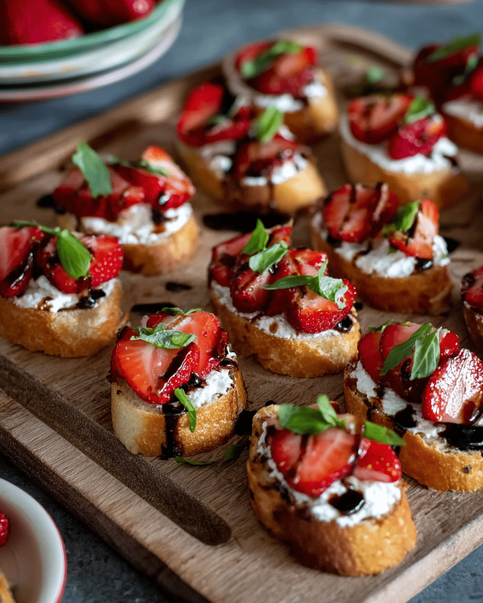 Strawberry Whipped Ricotta Crostini