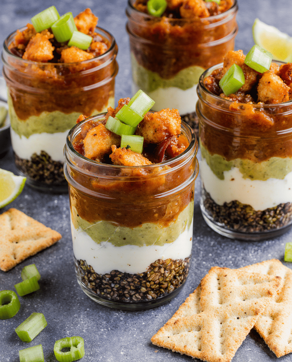 Mini Buffalo Chicken Salsa Dip Jars