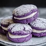 Ube Crinkle Sandwich Cookies with Creamy Coconut Filling