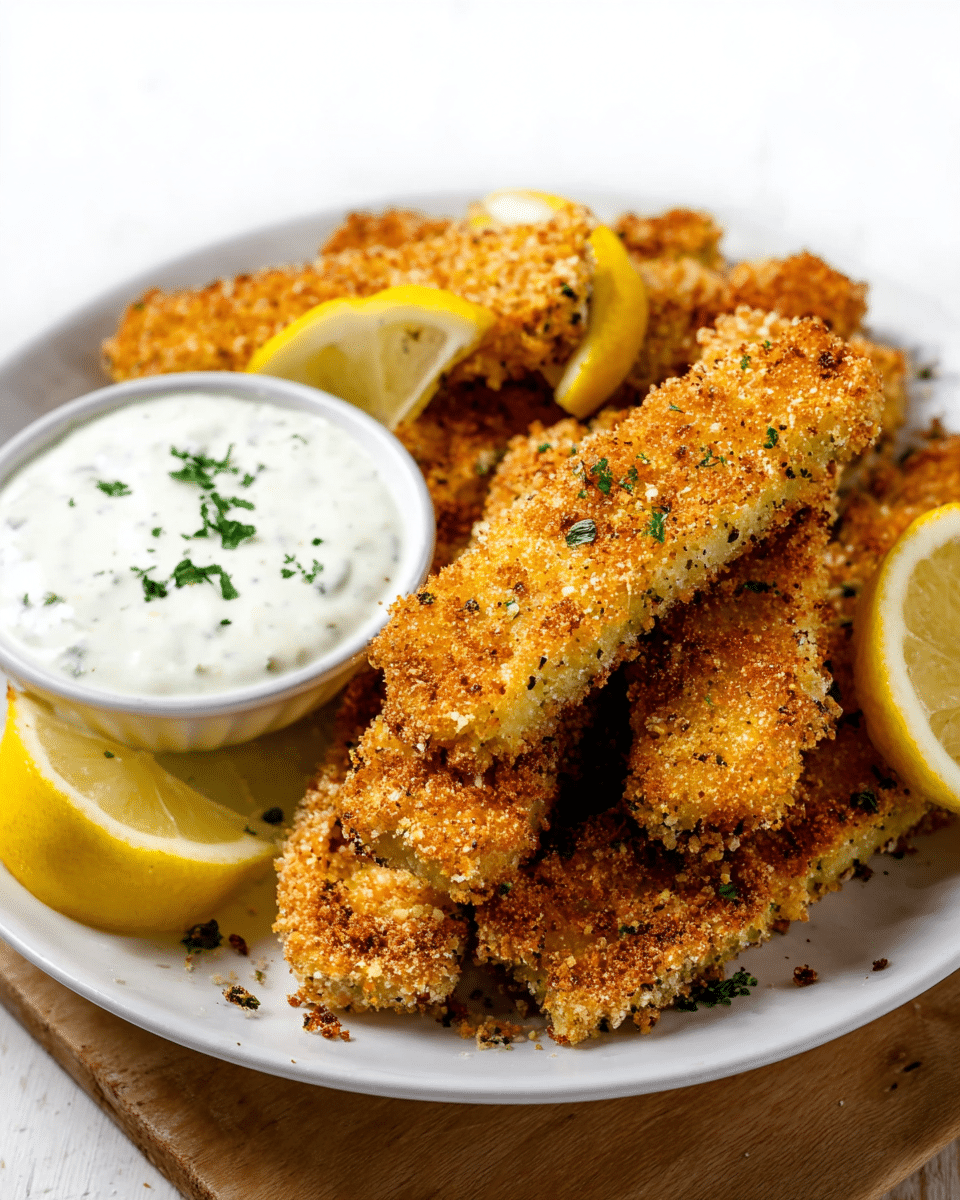 Crispy Baked Fish Sticks with Tartar Sauce