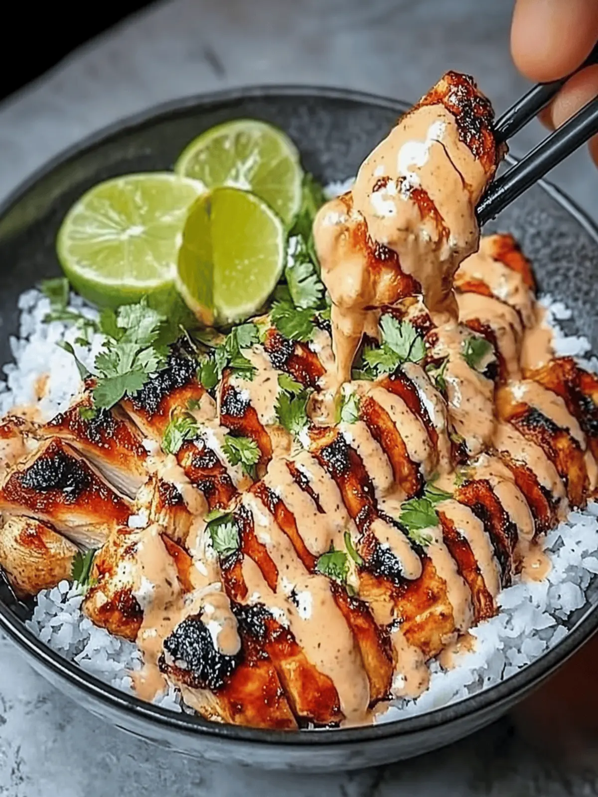 Sweet Chili Chicken Bowl with Coconut Lime Drizzle Delight