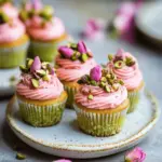 Vegan Mini Rose Pistachio Cupcakes