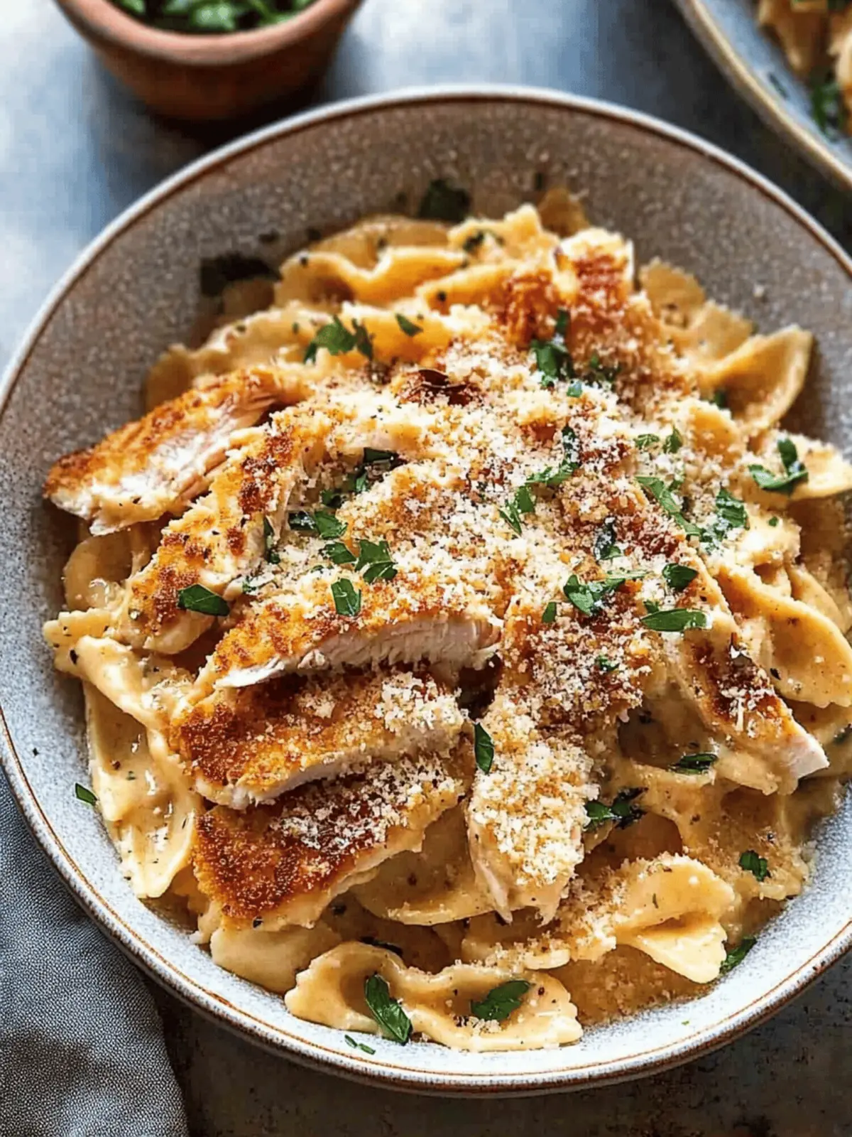 Southern Style Creamy Parmesan Chicken Pasta.