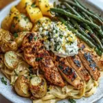 Smoky Paprika Chicken Alfredo with Lemon Feta Whip & Charred Green Beans